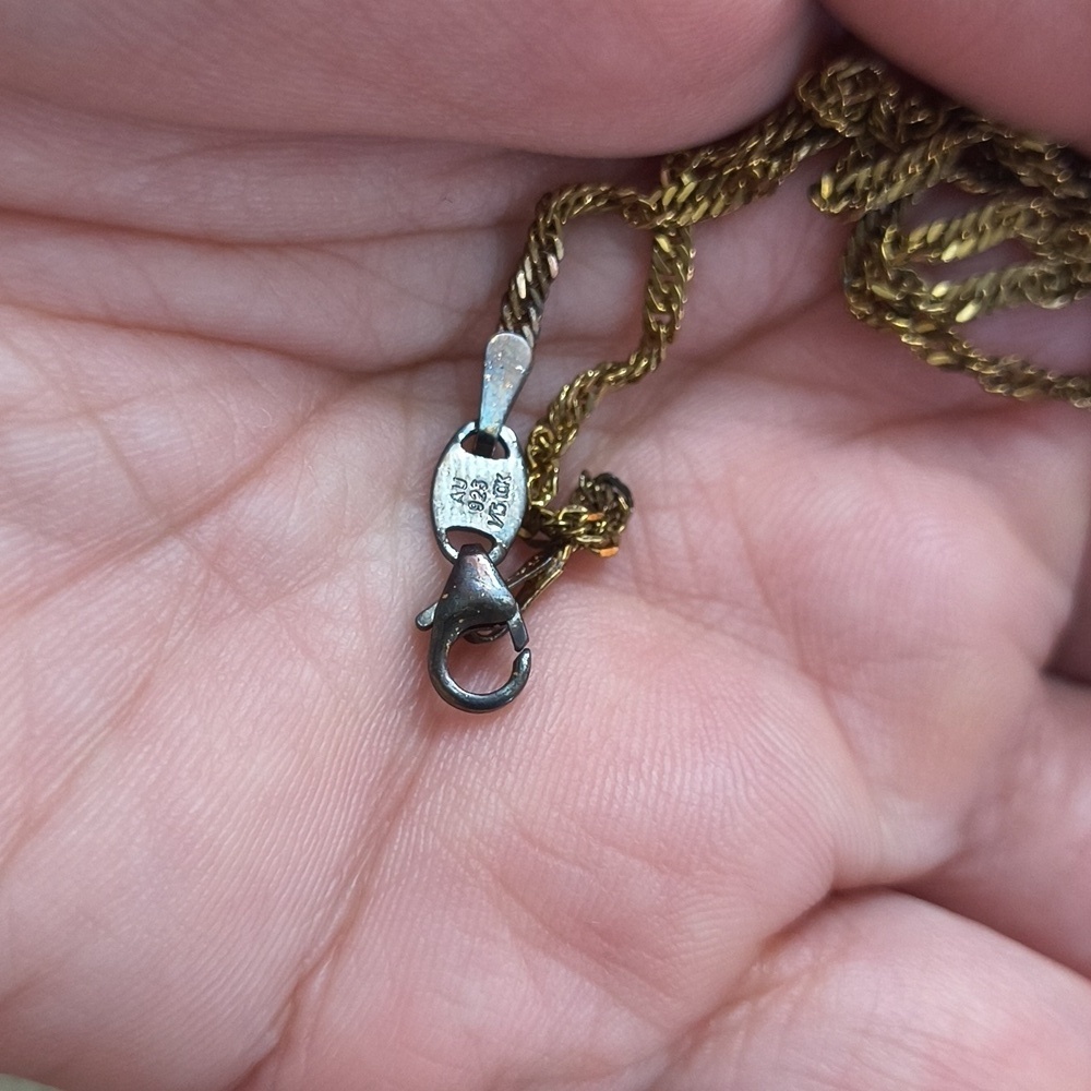 Vintage Murano Glass Elegant Gold and Black Pendant Necklace Y2K Grandmacore - Picture 7 of 10